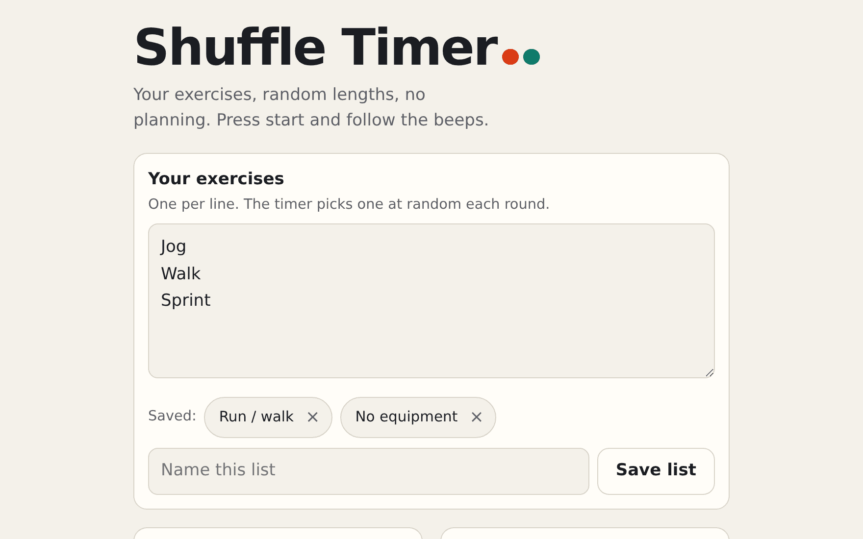Screenshot of Shuffle Timer